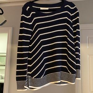 Navy and white sweater from Loft
